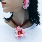 DAIIIBABYYY  -  New Colorful Enamel Drop Glaze Flower Necklace For Women Lace-up Necklace Personality Romantic Jewelry