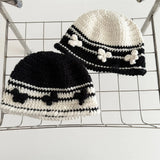Daiiibabyyy  Winter Crochet Knitted Ear Protection Hats For Children Warm Beanies Caps Outdoor Ski Balaclava Bib EarCaps Child Skullies Hats