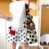 Daiiibabyyy  Polka Dot Print Shoulder Bag Large Capacity Tote Sac Femme Fashion Canvas Bolso Bags for Woman Korean Casual Bolsos Mujer