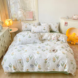 DAIIIBABYYY  -  A-class mother and baby cartoon washed cotton four piece set for bed, ins style bed sheets, duvet covers, dormitory duvet