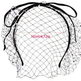 DAIIIBABYYY  -  Bowknot Bow Headband Sweet Princess Black Mesh Bride Veil Hair Hoop Wedding Photo Prop Face Wash Rhinestone Headband Daily