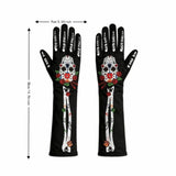 Daiiibabyyy  Ghost Face 3D Skeleton Design Halloween Gloves Convex Long Skeleton Gloves Unisex Design Ghost Festival Gloves Festival Costume