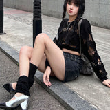 Daiiibabyyy Korean Fashion Irregular Star Denim Skirt Clothing Summer A-Line Hot Girl Y2k Vintage Streetwear Hip Hop Punk Short Mini Skirts