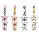 DAIIIBABYYY  -  1PC Fake Belly Button Ring Fake Belly Piercing Crown Clip On Umbilical Non Navel Fake Pircing Butterfly Cartilage Earring Clip