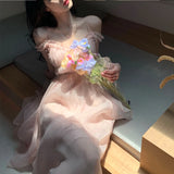 DAIIIBABYYY  -  Fashion Korean Style Party Dress Tighten The Waist 2024 Spring Summer New Dress Vintage Elegant Princess A Line Dress
