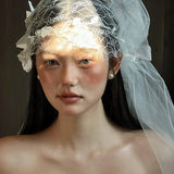 Daiiibabyyy  French Handmade Lace Flower Veil Hat Sweet Premium Wedding Headgear Wedding Hair Accessories