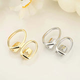Daiiibabyyy  Stainless Steel Double Hollow Teeth Cap for Women Men Punk Hip Hop Gold Color Geometric Smooth Star Dental Grillz Couple Jewelry