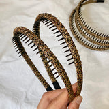 Daiiibabyyy  1PC  Leopard Print Hair Headbands With Teeth, Stylish Hair Accessories For Women, Non - Slip Hairbands For Daily And Party Wear