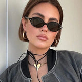 Daiiibabyyy  Retro Small Oval Sunglasses Women Men Rivets Shades Fashion Eyewear Luxury Sun Glasses UV400  Female