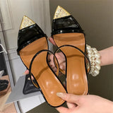 Daiiibabyyy  Summer Fashion CRYSTAL Pointed Toe Women Slippers Sexy Thin Heels Banquet Slide Shoes Zapatos De Mujer