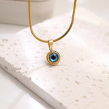 Daiiibabyyy  Anniversary Waterproof Blue Eyes Choker Chain Durable Titanium Eye Necklace Stylish Minimalist Design Demon Eye Earrings Daily
