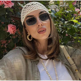 Daiiibabyyy  Women Breathable Mesh Cotton Hat Thin Solid Color Hollow Out Handmade Hat Versatile Fashion Crochet Cap for Spring Summer
