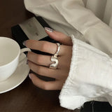 Daiiibabyyy 925 Sterling Silve Irregular Ring for Women Girl Gift Vintage Matte Finish Trend Chunky Versatile Jewelry Dropshipping