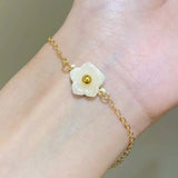 Daiiibabyyy  Sweet Metal Flower Bracelets for Women Girls Simple Gold Color Chain Petal Adjustable Bracelets Friend Jewelry Gifts