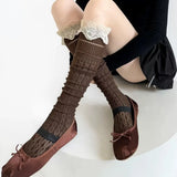 Daiiibabyyy  New Lolita Lace Edge Fishnet Thigh High Stockings Japanese JK Y2K Retro Ballet Socks for Women Summer Overknee Hosiery Stockings