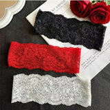 Daiiibabyyy  Sweet Wide Lace Hair Band Girls Hollow Lace Elastic Headwrap Hair Accessories Women Fashion Hollow Wide Headwear Hair Hoop