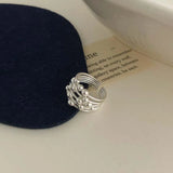 Daiiibabyyy  Korean Silver Color Multilayer Line Round Bead Rings For Women Fashion Classic Metal Adjustable Finger Ring Jewelry