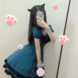 DAIIIBABYYY  -  Fashion Square Collar Age Reduction Puff Sleeve Summer New Clothes Vintage Plaid Preppy Style Sweet Bow Lace Ladies Dresses