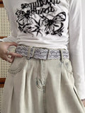 Daiiibabyyy  New Korean White Floral Lace Waist Belt Adjustable All-match Fashion Waistband for Women Waist Belts Strap Decor Accessories