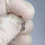 DAIIIBABYYY  -  1PC Cute Butterfly Lip Ring Stainless Steel Lip Piercing Vertical Labret  Spike Body Piercing Jewelry  16G Snake Bites