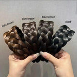 Daiiibabyyy New Fashion Wigs Broadside Hair Band Korean Versio Women's High Head Braided Headband Hair Accessories