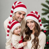 Daiiibabyyy  Merry Christmas Hat Christmas Knitted Hat Stripe Warm Santa Beanie Hat Plush Ball Crochet Parent Child Hat Happy New Year