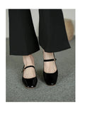 DAIIIBABYYY  -  New Women Red Black Mary Janes Shoes Lady High Quality Leather Low Heel Dress Shoes Square Toe Shallow Buckle Strap Shoes Female