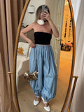 Daiiibabyyy  Fashion Cotton Hip-hop Lantern Pants Spring and Summer Women Simple Solid Loose Soft Breathable Casual Street Dance Harem Pants