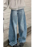 Daiiibabyyy  Women Baggy Wide Leg Jeans Light Blue Wash Casual Denim Trousers