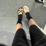 Daiiibabyyy  French Love Polka Dot Bow-Pinched Toe Flip-Flops With Special High Heel Sandals For Women Summer Slippers