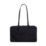 Daiiibabyyy  New Style Checkered Shoulder Bags Fashion Solid Color Simple Large Capacity Nylon Tote Canvas Travel Bag Unisex Storage Bag