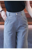 DAIIIBABYYY  -  Nine-point Wide-leg Pants for Women in Summer Thin New High-waist Drooping Ice Silk Suit Women's Slim Straight Pants