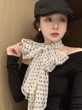 Daiiibabyyy  Ins Bright Yellow Dot Silk Scarf Women's 2025 Spring Summer New High-end Neck Silk Scarf Matching Headband Tied Hair Long Scarf