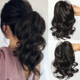 Daiiibabyyy  Synthetic Ponytail Extension Short Wave Curly Ponytail Clip in Claw Hair Extension Natural Synthetic Hairpiece for Women