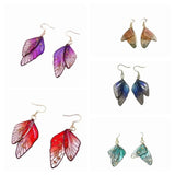Daiiibabyyy  Zen Wing Fairy Clear Butterfly Wings Earrings Ear Hook Temperament Dangle Earrings Shiny Women Ear Stud Girl