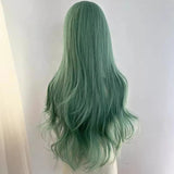 Daiiibabyyy  24inch Green Women Wig Cosplay Wig Hair Extensions Synthetic Natural Wavy Hair Green Hairpiece for Women St.Patrick Cosplay Use