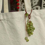 Daiiibabyyy  Hot Sale Simulated Green Grape Pendant Keychain Cute Sweet Beaded Bag Car Ornaments For Women Handbag Decoration