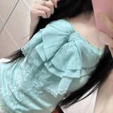 DAIIIBABYYY  -  Y2k Aesthetic Lace Patchwork Bodycon Tank Top Women Streetwear Embroidery Flower Camisole Harajuku Fairy Grunge Sweet Bow Vest