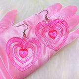 Daiiibabyyy  Y2K Earrings Pink Hollowout Heart Earrings Korean Fashion Kawaii Aesthetic Harajuku DIY Love Earrings for Women 2000s Jewelry