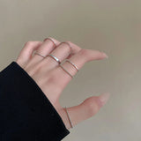 Daiiibabyyy  7 Pcs European and American Simple Circle Rings Set Fashion Design Sense Ring Lovers Gold and Silver Hand Jewelry