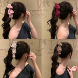 Daiiibabyyy  Winter Autumn Suede Bow Banana Clip Hair Clip for Women Ponytail Bun Twist Claw  Hairbows for Girls Leather Hair Accessories