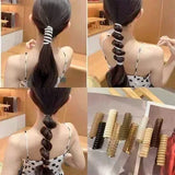 DAIIIBABYYY  -  Long Telephone Line Spiral Hair Bands Women Girls Fashion Elastic Rubber Band Ponytail Holder Hair Accessories Ornaments Rings