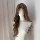 Daiiibabyyy  Brown Long Hair Chemical Fiber Synthetic Wig Big Wave Simulation Lolita Long Straight Wig Women's Wig