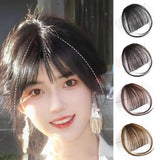 DAIIIBABYYY  -  Fake Air Bangs Hair Clip-In Extension Synthetic Hair Fake Fringe Natural False Hairpiece Women Clip in Bangs Hair Styling Tools