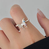 DAIIIBABYYY  -  Sparkling Colorful Zircon Ring for Women Couples New Fashion Elegant Butterfly Geometry Handmade Wedding Bride Jewelry
