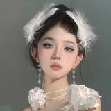 Daiiibabyyy  2Imitation White Swan Feather Hair Clips Elegant Ballet Headwear Bride Hair Accessories Sweet Princess Hairclips for Women Girls
