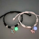 DAIIIBABYYY  -  2pc Luminous Cat Star Moon Cross Charms Bracelet Set Couple Adjustable Woven Rope Friendship Bracelet For Women Men Jewelry Gift