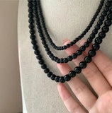 DAIIIBABYYY  -  Vintage Strands Choker Necklace Black Pearls Necklace Simulated Pearl Choker Necklace Jewelry Gift Women Unique Clavicle Chain