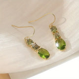 Daiiibabyyy  Elegant Green Synthetic Zirconia Retro Geometric Pendant Dangle Earrings for Women Copper Statement Earring Party Jewelry Gifts