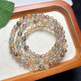 DAIIIBABYYY  -  6MM Natural Colored Rutilated Quartz Triple Circle Bracelet Reiki Healing Fengshui Stone Fashion Jewelry For Women Holiday Gift